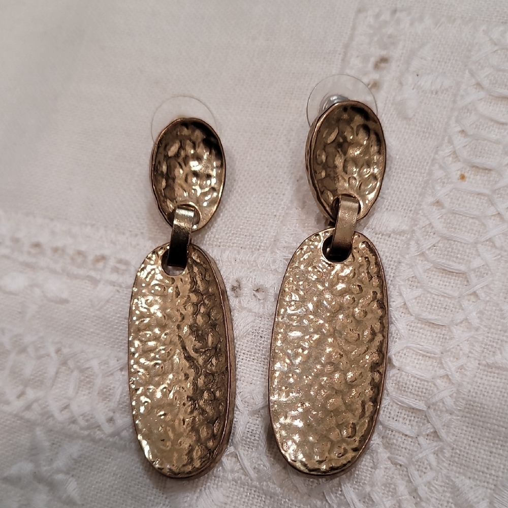Earrings Bronzy Gold Dangle Pierced Brutalist